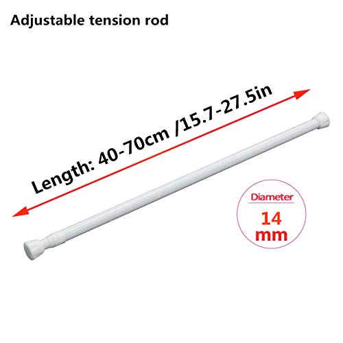 Adjustable Tension Rod 40-70cm - White | No Drill Shower Curtain Rod & Closet Organizer | Heavy Duty Spring-Loaded Rod for Bathroom, Kitchen, Shelving -1pcs - view 3
