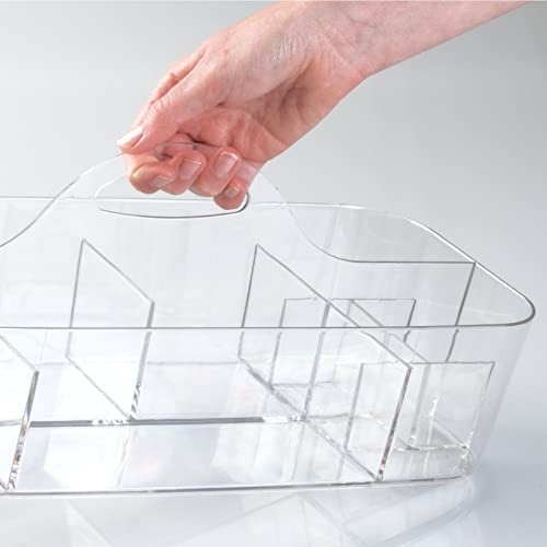 Divided Cosmetic Organizer - Plastic Caddy with Handle - Clear - view 5