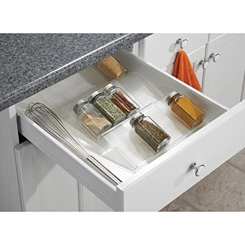 Expandable Plastic Deluxe Spice Rack, Drawer Organizer for Kitchen Cabinet Drawers, 3 Tier Slanted for Spice Jars, Food Seasoning Bottle Storage, Ligne Collection - Clear - view 6