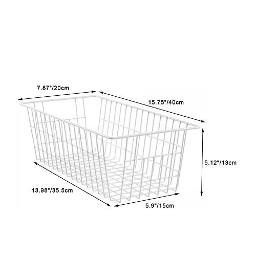 15.7" Freezer Baskets Wire Storage Baskets Bin Organizer,Kitchen, Basket Organizers Bins for Home, Bathroom, Closet Organization, white,set of 4 - view 6
