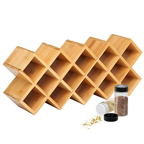 Bamboo Spice Rack Organizer 4-Tier Countertop Organiser, Criss-Cross Kitchen cabinet Free-Standing Countertop Storage shelf Fit for Spice Jar, Can, Bottle (Jars Not Include) - view 2
