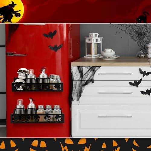 2 Pcs Magnetic Spice Rack for Refrigerator, Black Skull - view 5