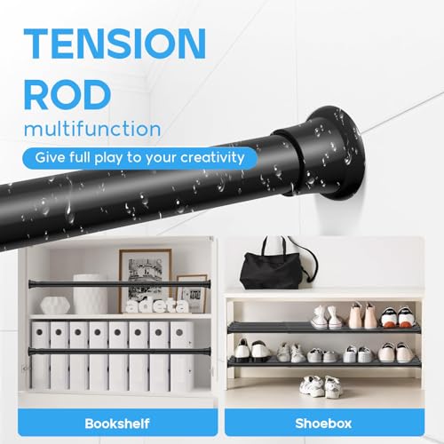 2pack Spring Tension Curtain Rods 18-36 Inch Adjustable Black Tension Rod - view 3