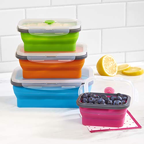 Collapsible Locking Lid Food Storage System Rectangle 8 pc Set - view 2
