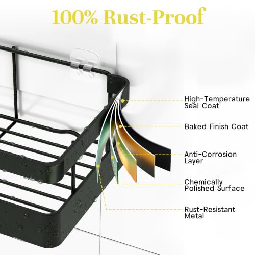 Heavy-Duty Adhesive Shower Rack, Dark Gray Storage - view 6