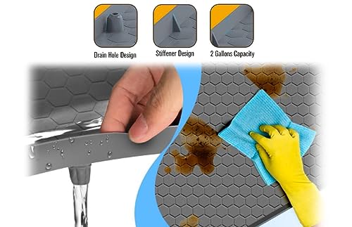 Kitchen Vista Under Sink Mat for kitchen and bathroom Cabinets 34’’ x 22’’ | Silicone Sink Cabinet Protector with Drain Hole,Flexible Sink Drip Tray | Under Sink Organizers and Storage, Grey - view 6