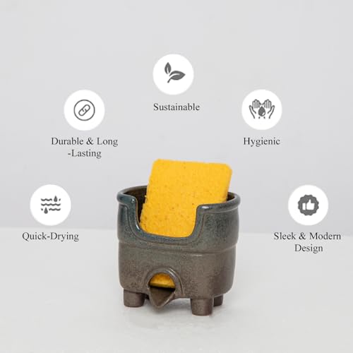 Ceramic Sponge Holder with Drainage，Farmhouse Sink Caddy - view 5