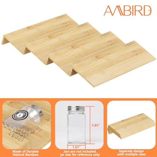 Bamboo Spice Drawer Organizer with Non-slip Mat,4 Tier - 2 Set Jar Spice Rack Tray From 12''to 24'',Hold up 48 Jars Seasoning Organizer for Kitchen,Cabinet,Drawers,Countertop - view 5