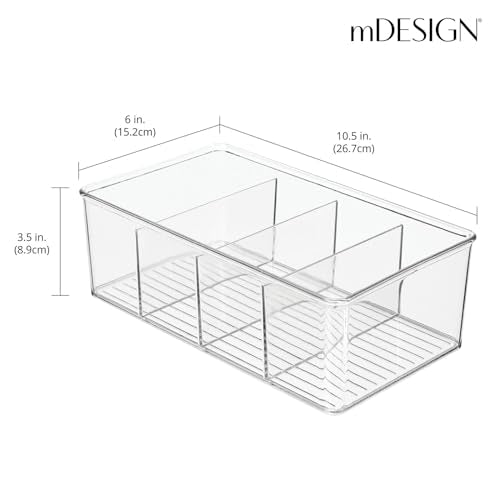 Plastic Divided Bin Storage Containers - Perfect for Fridge, Cabinet, Pantry, and Home Organization - Clear - Refrigerator Organizers - Ligne Collection - 2 Pack, Clear - view 4