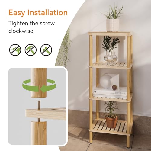 Bamboo Bathroom Shelf, 4-Tier Bathroom Storage Shelf, Multifunctional Storage Rack for Living Room Bedroom Kitchen, Space Saver - view 4