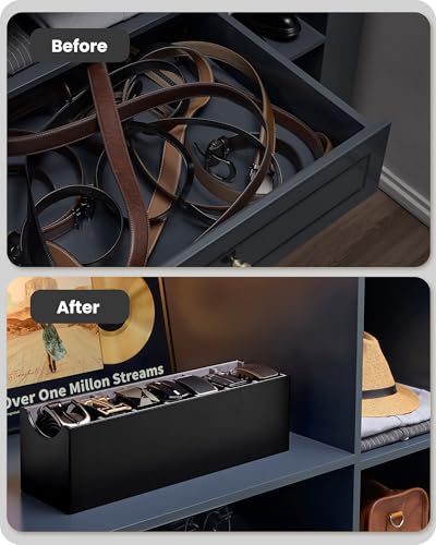 Belt Organizer for Closet, Belt Box & Storage Drawer -Black - view 5