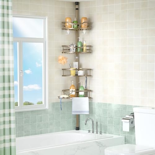 Shower Caddy Corner Tension Pole Adjustable No-Drill Bathroom Shelf - view 2