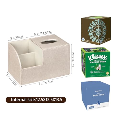 PU Leather Square Tissue Box Cover - Multi-Functional Tissue Box Holder - view 3