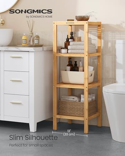 4-Tier Bamboo Shelf, Freestanding Bathroom Storage Rack - view 4