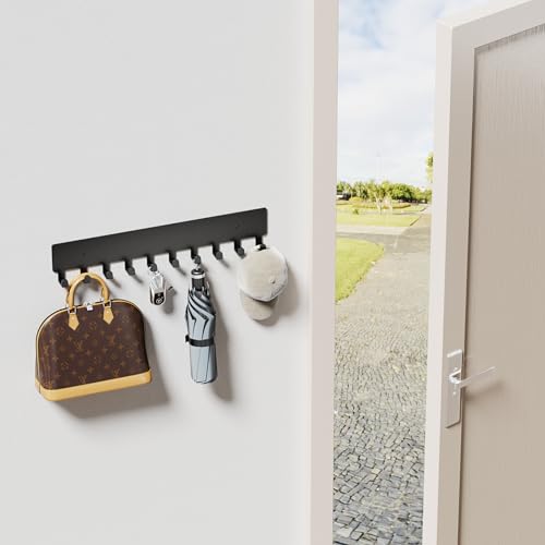 Key Holder for Wall, Key Hooks with 10 Hooks, Wall Mounted Key Holder for Hallway, Self Adhesive Key Rack(Black) - view 2