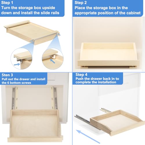 Single Pull Out Organizer 16½”W x 21”D, Soft Close Slide Out Drawer Storage Shelves for Kitchen, Wood Cabinet Shelf Pull-Out Organizer Storage for Base Cabinet - view 6
