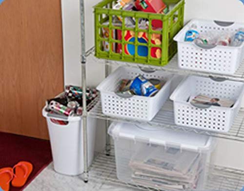 Large Ultra Plastic Basket with Handles, 6 Count, and Medium Ultra Plastic Basket with Handles, 12 Count Storage Solution System for Home - view 4