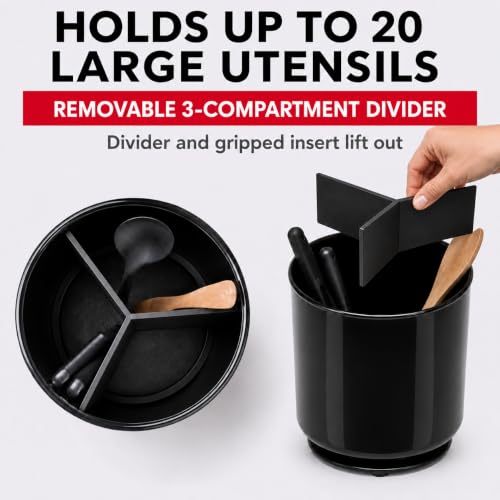 Plastic Rotating Black Utensil Holder Extra Large Kitchen Countertop Caddy - view 3