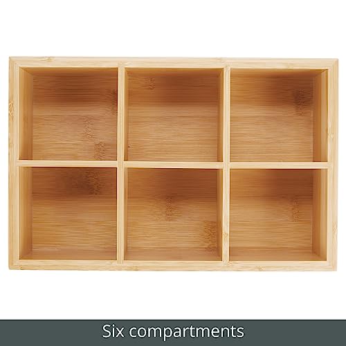 Bamboo Tea & Food Storage Organizer Container Box - Wooden Holder Case for Tea Bags, Coffee, Snacks, Sugar, Sweeteners, and Small Packets - Echo Collection - Natural Wood - view 4