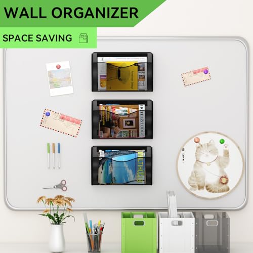 Magnetic File Holder - Heavy Duty Wall File Organizer for Refrigerator & Whiteboard - Strong Magnet Mail Holder & Magazine Rack, No Drilling Document Storage Basket for Office Cabinet - view 2