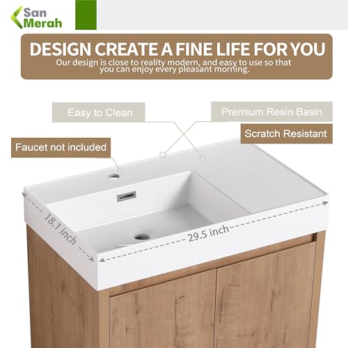 30 inch Bathroom Vanity with Sink, Adjustable Shelves(Left Basin) - view 2
