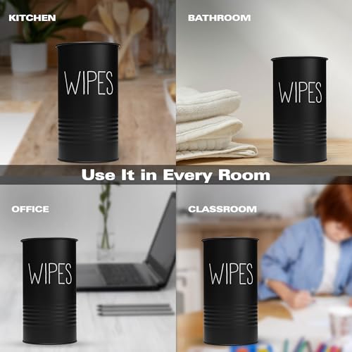Wipe Holder for Kitchen/Bathroom Counter, Disinfectant Wipe Container, Farmhouse Kitchen Decor, Vintage Countertop Wipe Storage Organizer Caddy, with Matte Black - view 2