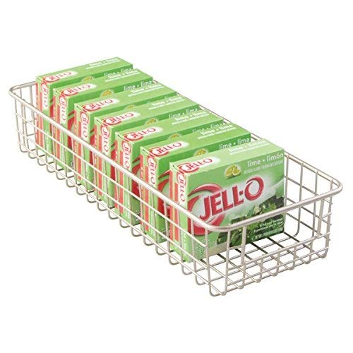 Metal Wire Food Storage Shallow Basket Organizer with Handles for Organizing Kitchen Cabinets, Pantry Shelf, Bathroom, Laundry Room, Closets, Garage - Concerto Collection - 4 Pack - Satin - view 2