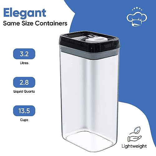 Airtight Food Storage Boxes with Labels - Kitchen Storage - Flour, Cereal, Pasta - Plastic Storage Boxes with Lids (4pcs-3.2L) - view 4