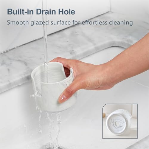 Ceramic Sponge Holder for Kitchen Sink, Dish Sponge Holder with Drain, Kitchen Sink Organizer for Sponge and Soap, Cute Ceramic Sink Holder, In Sink Sponge Storage for Kitchen Counter, Marble - view 6