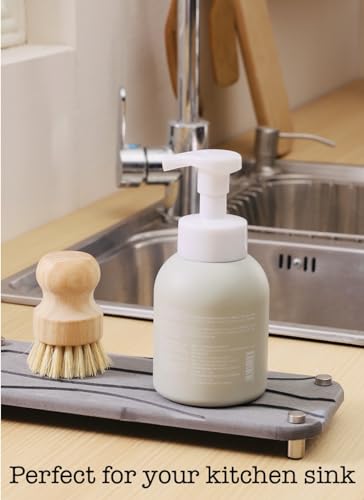 Sink Caddy 2PC Instant Dry Sink Organizer, Sponge Soap Holder Dispenser, Kitchen Countertop Fast Drying Counter Tray Rack, Sink Diatomaceous Pedestal Stand Riser with Stainless Steel Feet, Gray - view 3