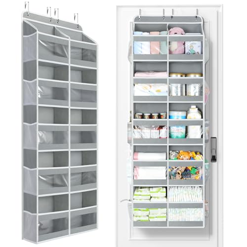 5-Tier Over The Door Organizer Dual-Column, 80lbs Load Over The Door Storage of 10 Compartments, Heavy Duty Door Organizer Hanging for Bedroom Closet Dorm Bathroom Pantry, Grey 1 Pack