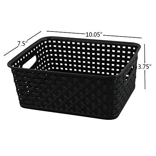 Set of 6 Plastic Storage Bins and Small Baskets, Black - view 2