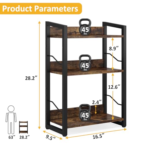 3-Tier Small Bookshelf Bookcase with Edge Protection - view 3