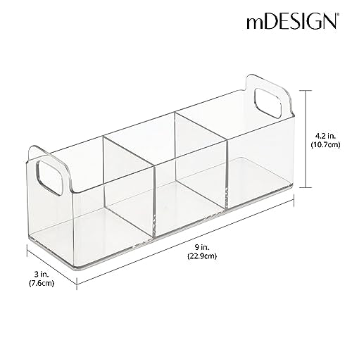 Plastic 3-Compartment Bathroom Organizer Storage Bin - Divided Makeup Caddy and Hair/Beauty Product Holder Tray - Perfect for Vanity, Counter, and Cabinet - Lumiere Collection, 2 Pack, Clear - view 4