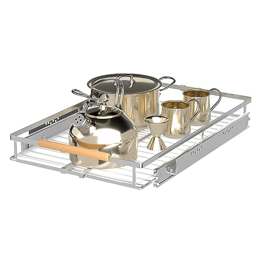 Pull-Out Cabinet Organizer, Stainless, 12.1-18.4 In, 1 Pack