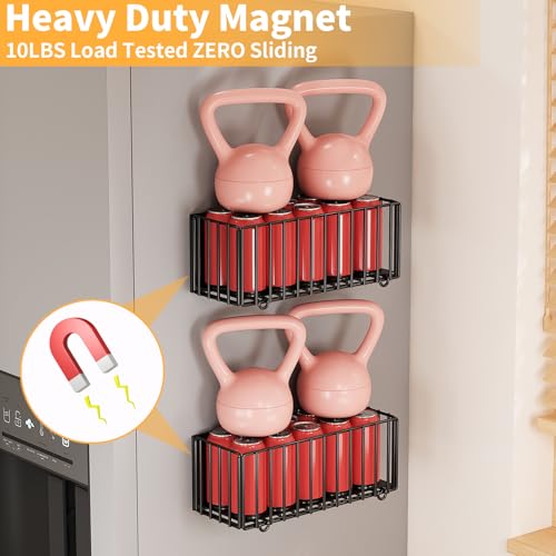 2 Pack Heavy-Duty Magnetic Shelf for fridge, Foldable Magnetic Basket with 4 Hooks, Fruit Potato Onion Storage Shelves, Large Magnetic Spice Rack Organizer for Fridge Oven Laundry(2 Pack) - view 3