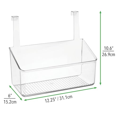 Plastic Over Cabinet Door Storage Organizer Bin for Kitchen, Pantry, Bathroom, Laundry, Utility Room - Hang Outside or Inside Door - Holds Lunch Bags, Shampoo, Cleaning Supplies, Large - Clear - view 4