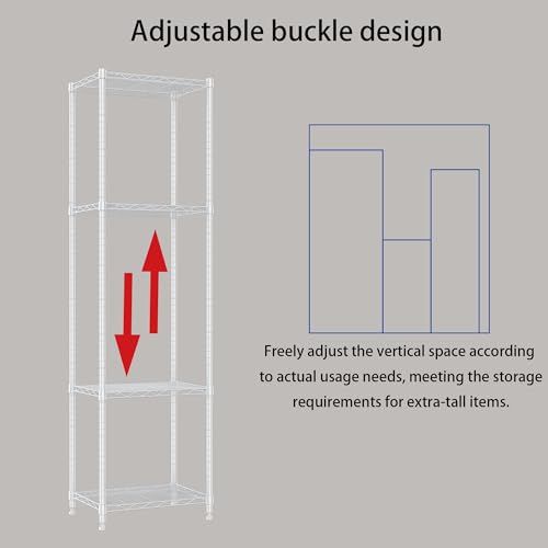 6 Wire Shelving Steel Storage Rack Adjustable Unit Shelves for Laundry Bathroom Kitchen Pantry Closet (16.7L x 11.9W x 64H, White) - view 6