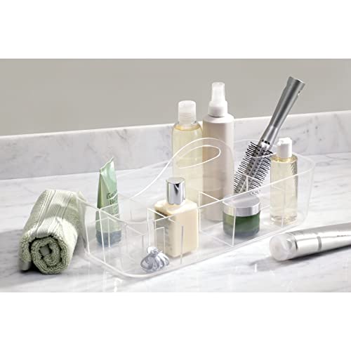 Divided Cosmetic Organizer - Plastic Caddy with Handle - Clear - view 3