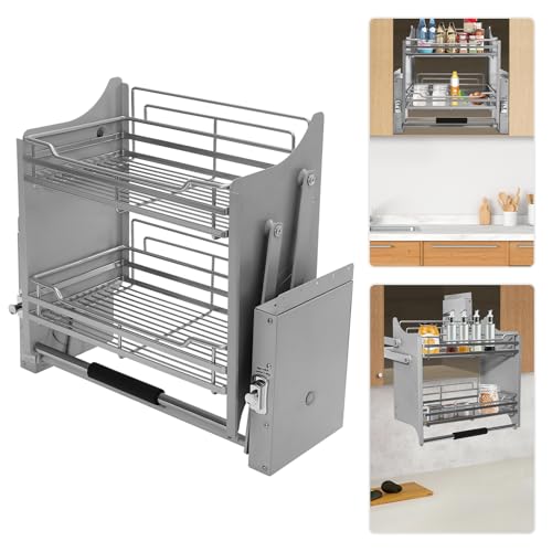Cabinet Pull Down Shelf, 22.1 Inch Cabinet Pull Down Shelving System Blind Corner Cabinet Pull Out Kitchen Wall Sliding Shelf Pull-Out Home Organizers Cabinet Storage (A2) - view 5