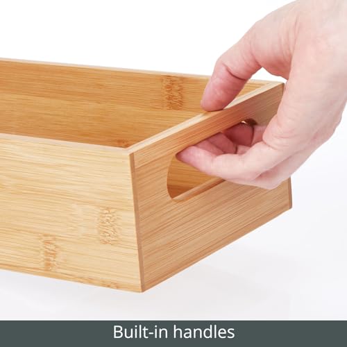 Bamboo Kitchen Storage Container Bin - Drawer Organizer Crate Box with Handles for Pantry Cabinet, Shelves, or Countertop, Holds Snacks, Spices, or Drinks, Echo Collection, Natural/Tan - view 5