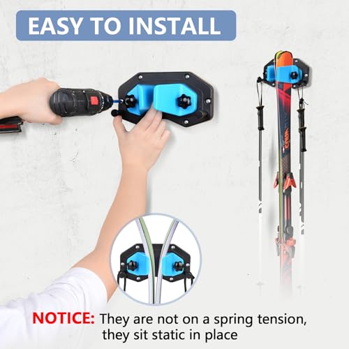 Ski Wall Mount, Snowboard Wall Mount, Wall Mounted Ski Storage Rack for Garage Organizer System, Fits Any Ski/Snowboard Display(1Pack) - view 2