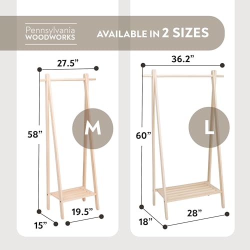 Handcrafted Maple Garment Rack - Sleek & Stylish Clothing Storage, Home Organization, Boutique Display, Coat Rack, Laundry Room Decor - Made in the USA (Large) - view 3