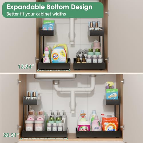 Under Sink Organizer, L-Shaped Pull Out Cabinet Rack for Kitchen - view 2