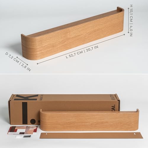 Kazai. Wall-Mounted Coat Rack 'Toke' - Modern Design Coat Rack with Hidden Wall Hooks - Solid Wood Veneer Panel Coat Hanger - Oak - view 2