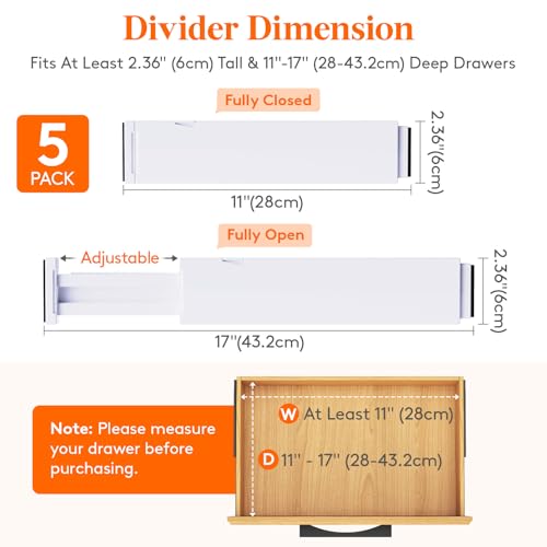 2.36" Upgrade Kitchen Drawer Dividers, Adjustable Drawer Organizer - view 3