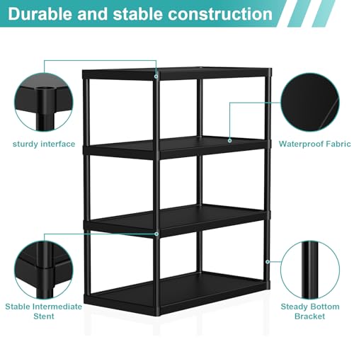 4 Tier Double Row Small Shoe Rack, Slim Plastic Shoes Stand - view 4
