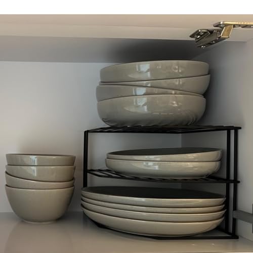 3-Tier Kitchen Corner Shelf Rack Counter and Cabinet Organizer, 9x9x7.5 Inch Metal Wire Kitchen Counter Pantry Cabinet Organizer and Storage Shelf for Plates, Cups, Dishes - view 4