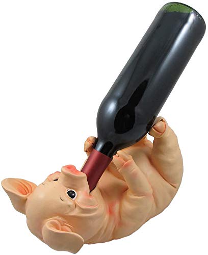Drinking Pig Wine Bottle Holder Sculpture for Country Farm Bar and Kitchen Decor Tabletop Wine Stands & Racks and Decorative Collectible Statue Gifts for Farmers - view 6