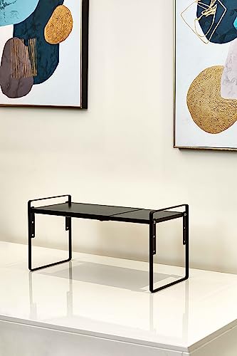 Cabinet Shelf Riser, Adjustable Cabinet Organizer, 12" Deep Black - view 2